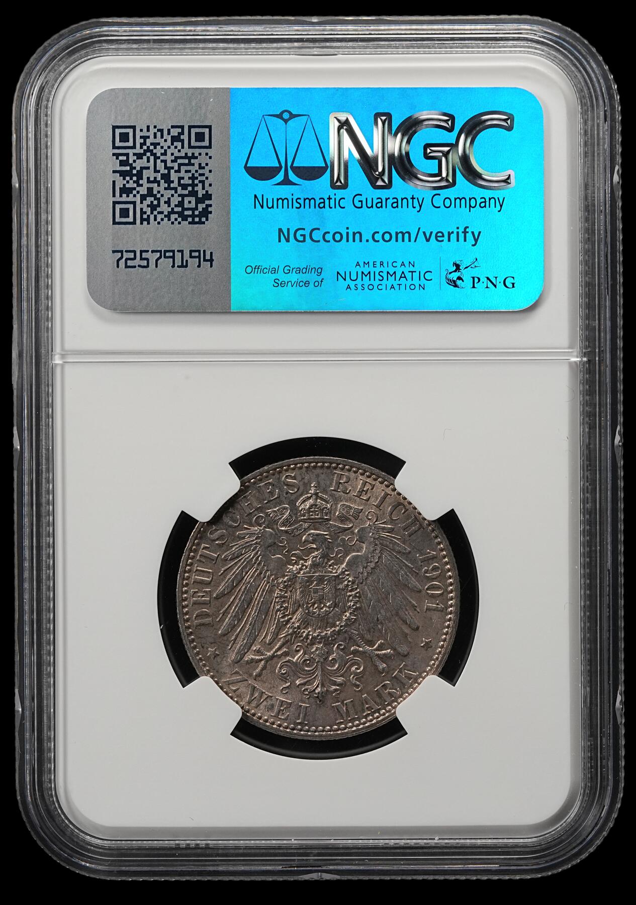 修遠堂世界钱币第五十二期 全场包邮 NGC MS62 1901年普鲁士建国200周年2马克银币