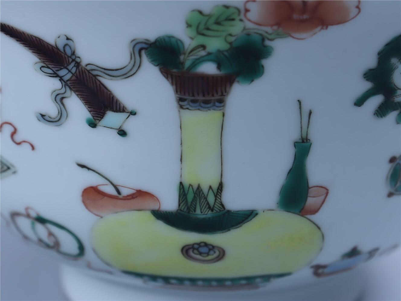 承乾2024年秋季文物艺术品拍卖会 清 五彩博古图碗 1 19.5*10cm  瓷