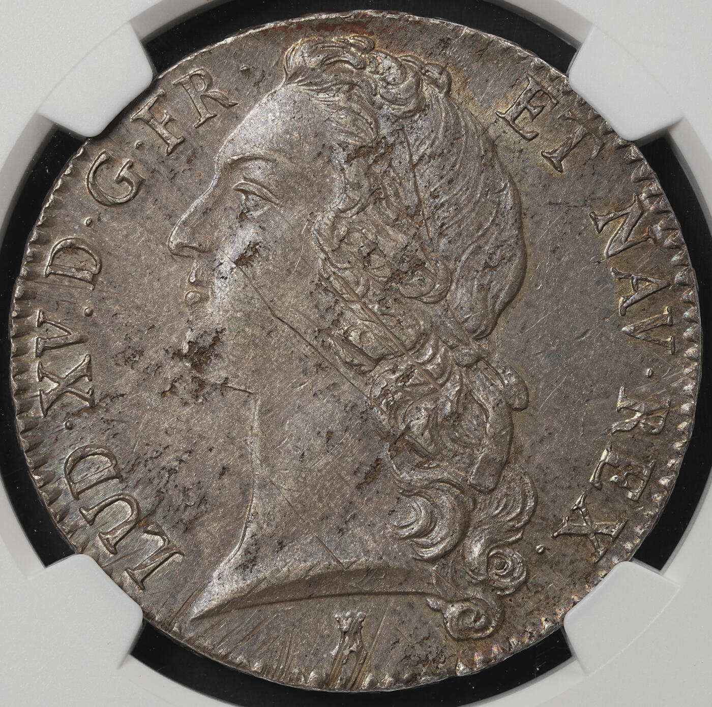 修遠堂世界钱币第五十二期 全场包邮 NGC AU55 1749年法国1埃居大银币 路易十五 T厂铭 五彩