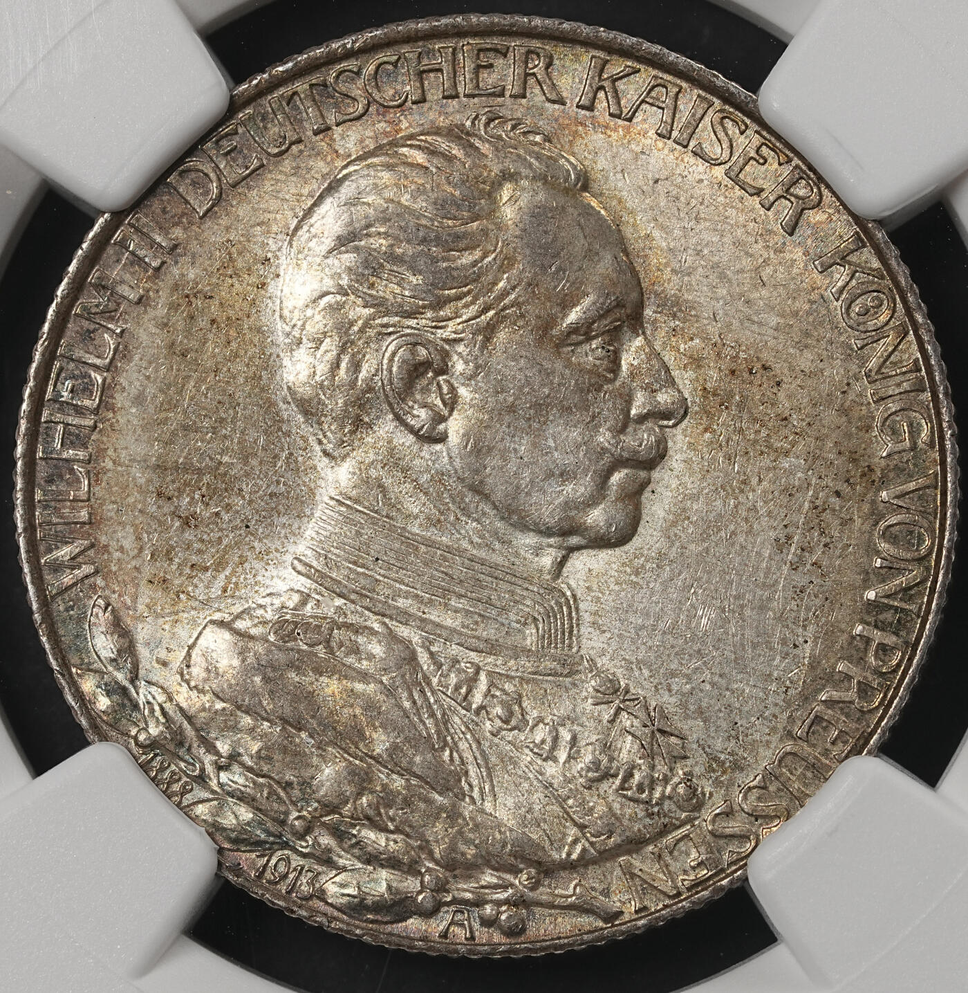 修遠堂世界钱币第五十二期 全场包邮 NGC MS63 1913年普鲁士威廉二世登基25周年纪念2马克银币