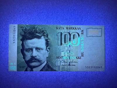 《张总收藏》181期-外币精品百拍特别场 芬兰100马克 UNC 1991年 芬兰作曲家西贝柳斯