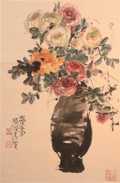 承乾2024年秋季文物艺术品拍卖会 - 程十发  富贵平安 设色纸本立轴 69*44cm