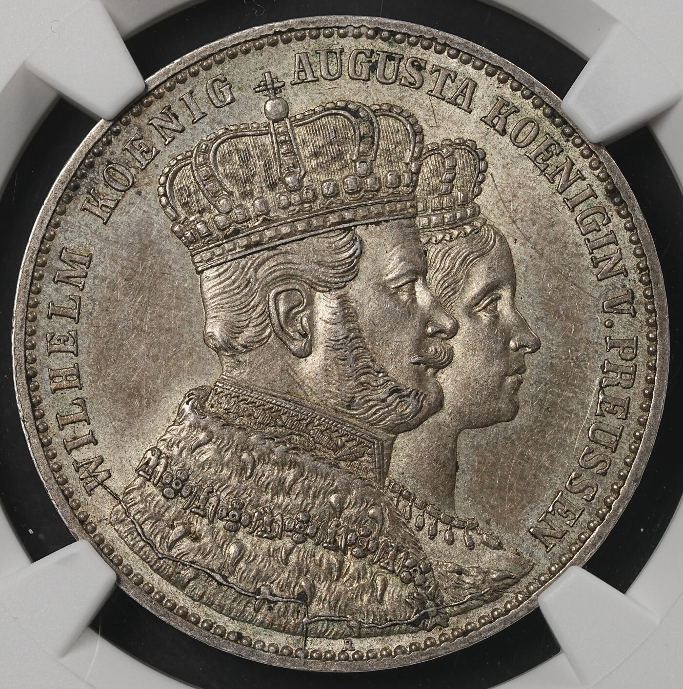 修遠堂世界钱币第五十二期 全场包邮 NGC MS62 1861年普鲁士威廉一世加冕纪念1泰勒银币