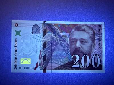 《张总收藏》181期-外币精品百拍特别场 法国200法郎 UNC 1996年 法国工程师古斯塔夫·埃菲尔 局部荧光