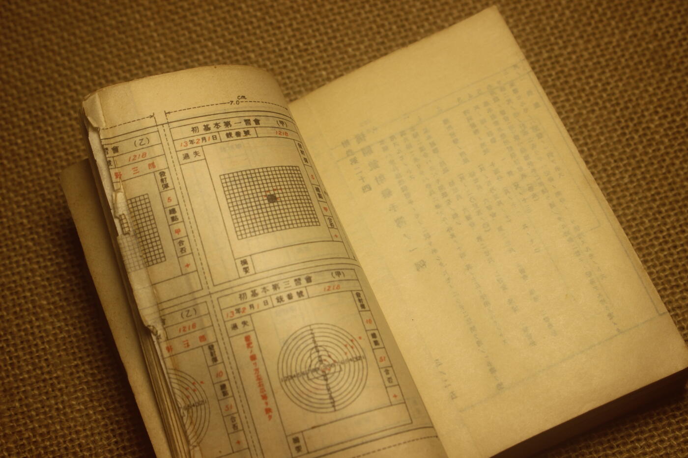2024.12.31日系杂货小拍卖 《诸兵射击教范》，昭和十四年印发，包括枪械火炮射击教学等内容，年代久远纸张略有痕迹，封面封底有裂，内容无缺
