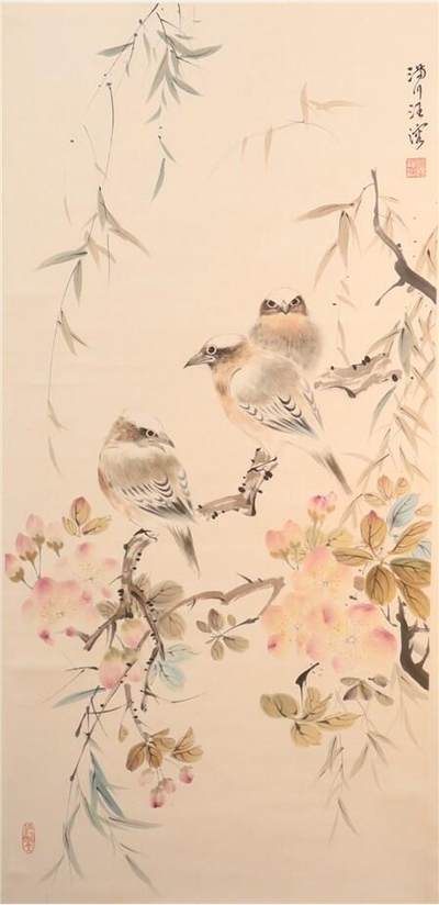 承乾2024年秋季文物艺术品拍卖会 - 汪慎生  花鸟 设色纸本立轴 97*45cm