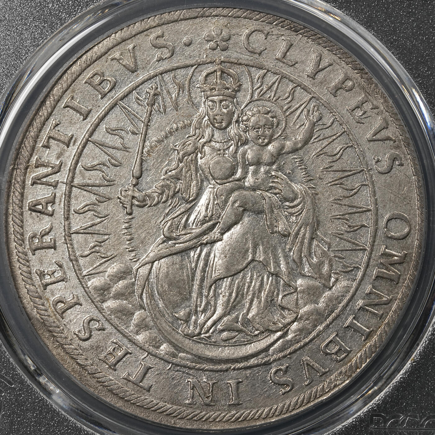 修遠堂世界钱币第五十二期 全场包邮 PCGS AU55 1625年巴伐利亚圣母抱婴泰勒大银币 少见的早期泰勒