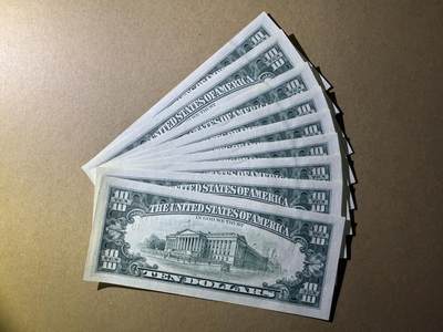 《张总收藏》181期-外币精品百拍特别场 美国10美元9张 UNC 1995年 连号9张