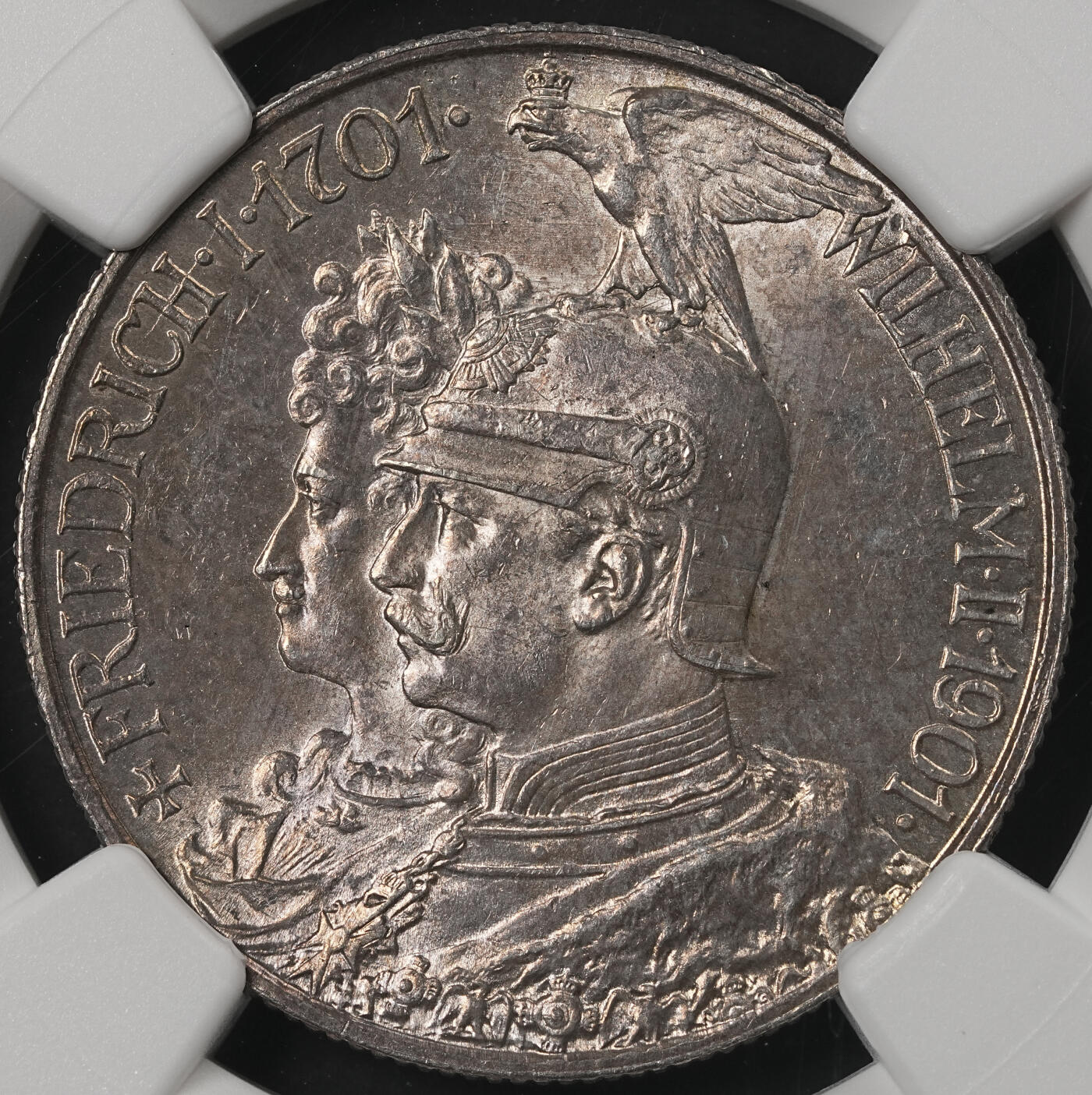 修遠堂世界钱币第五十二期 全场包邮 NGC MS62 1901年普鲁士建国200周年2马克银币