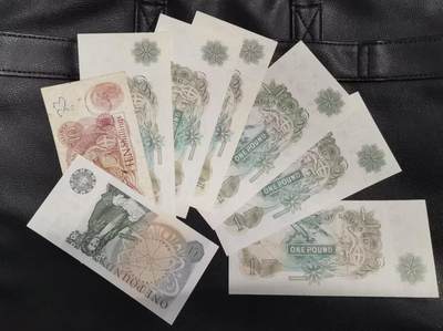 《张总收藏》181期-外币精品百拍特别场 (8张)英国7张1镑流通好品+1张10先令流通品相有笔记