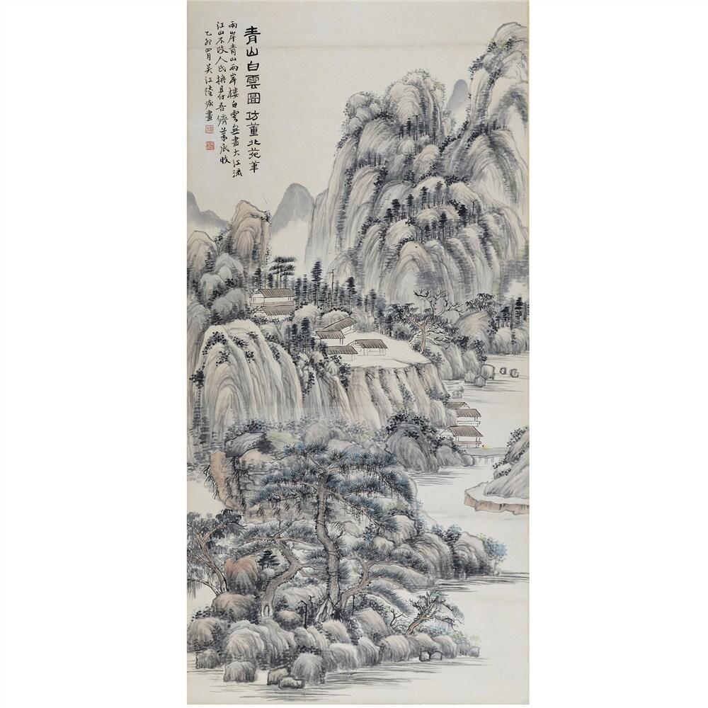 承乾2024年秋季文物艺术品拍卖会 陆恢 青山白云图 设色纸本立轴 109x53cm