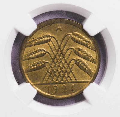 NGC-MS65 1924A德国魏玛50芬尼铜币 亚军魏玛大筋 - NGC-MS65 1924A德国魏玛50芬尼铜币 亚军魏玛大筋