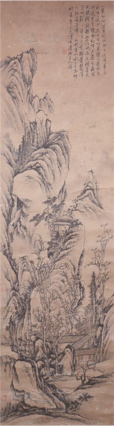 承乾2024年秋季文物艺术品拍卖会 石涛 山水 书法 166*46.3cm