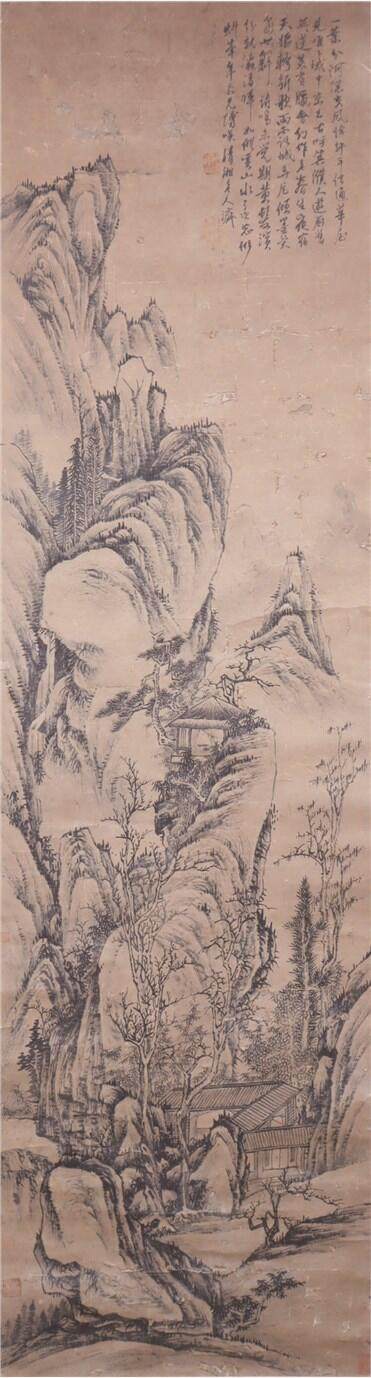 承乾2024年秋季文物艺术品拍卖会 - 石涛 山水 书法 166*46.3cm