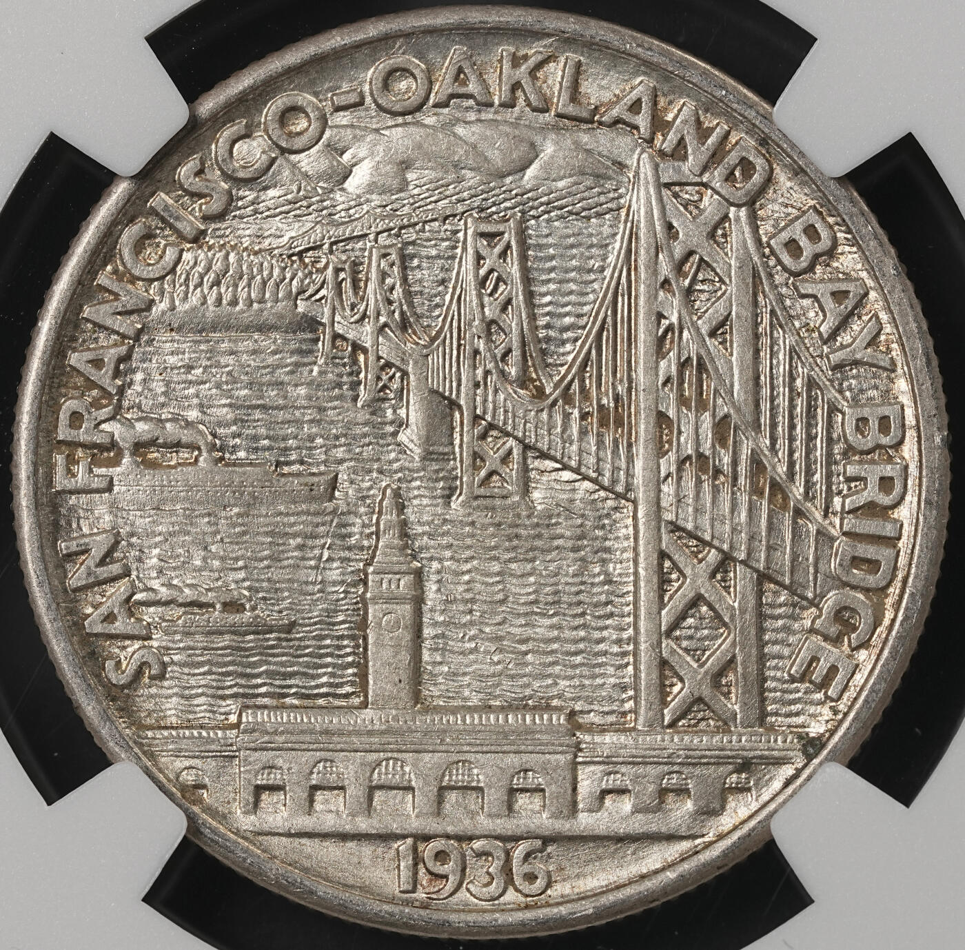 修遠堂世界钱币第五十二期 全场包邮 NGC AU58 1936年旧金山-奥克兰海湾大桥竣工纪念50美分银币