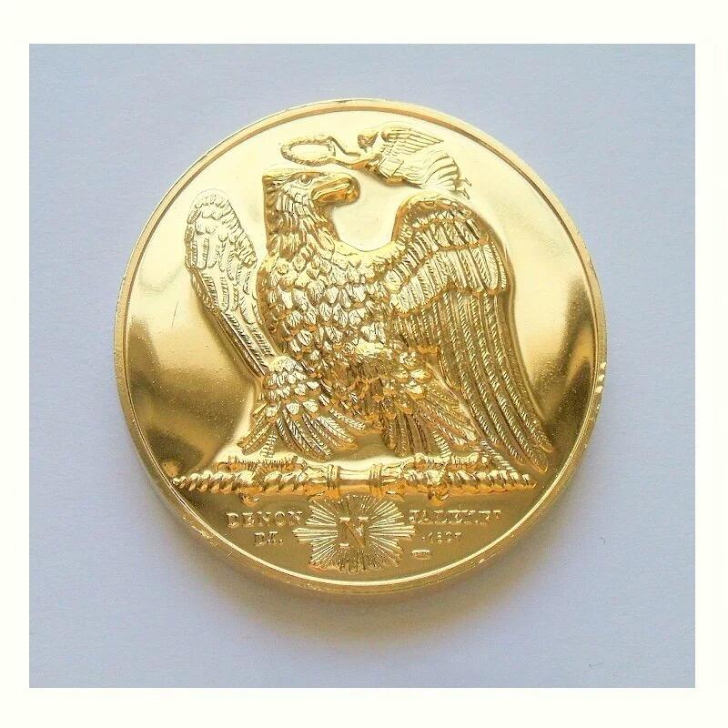 法国纪念1800年拿破仑马伦哥战役雄鹰高浮雕精制大镀金章 40MM
