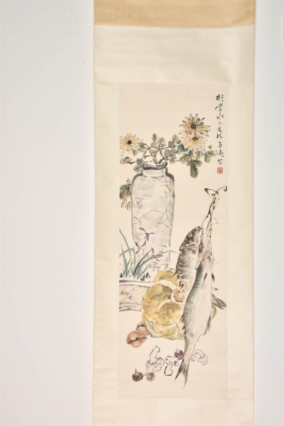 承乾2024年秋季文物艺术品拍卖会 王雪涛 瓶花真味 设色纸本立轴 96*33cm