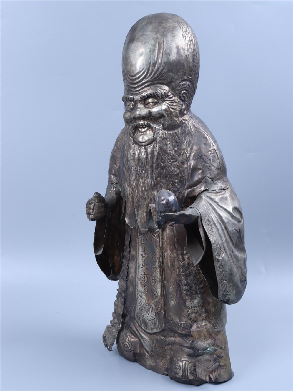 承乾2024年秋季文物艺术品拍卖会 清代 寿星立像 1 40*18.5cm 748.05g 银