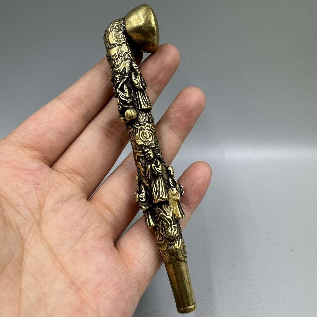 杂项专场 纯铜黄铜八仙两用烟斗