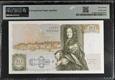 《张总收藏》181期-外币精品百拍特别场 英国D序列1988-91年50镑PMG67E亚军分无4号码整齐 Gill签名 Pick#381b 冠军68分仅1张
