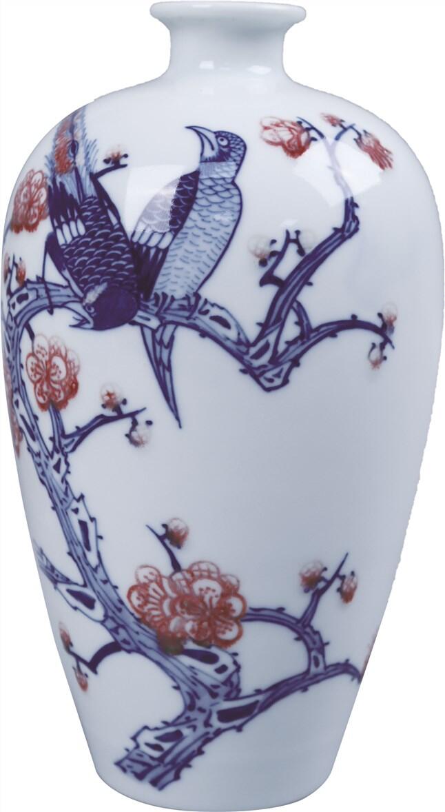 承乾2024年秋季文物艺术品拍卖会 清 青花釉里红花鸟梅瓶 1 20*11.5cm  瓷