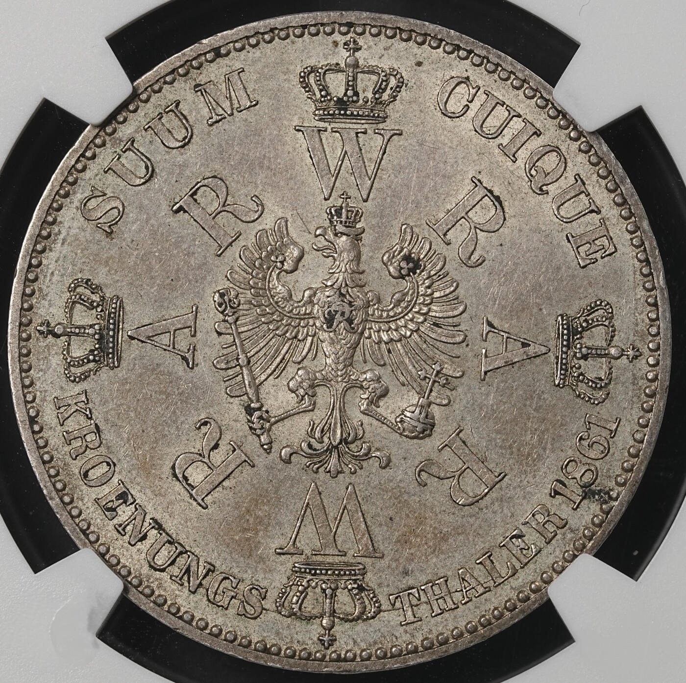 修遠堂世界钱币第五十二期 全场包邮 NGC MS62 1861年普鲁士威廉一世加冕纪念1泰勒银币