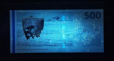 《张总收藏》181期-外币精品百拍特别场 丹麦2011年少见A0冠版500克朗UNC超小十位22号 配色高级