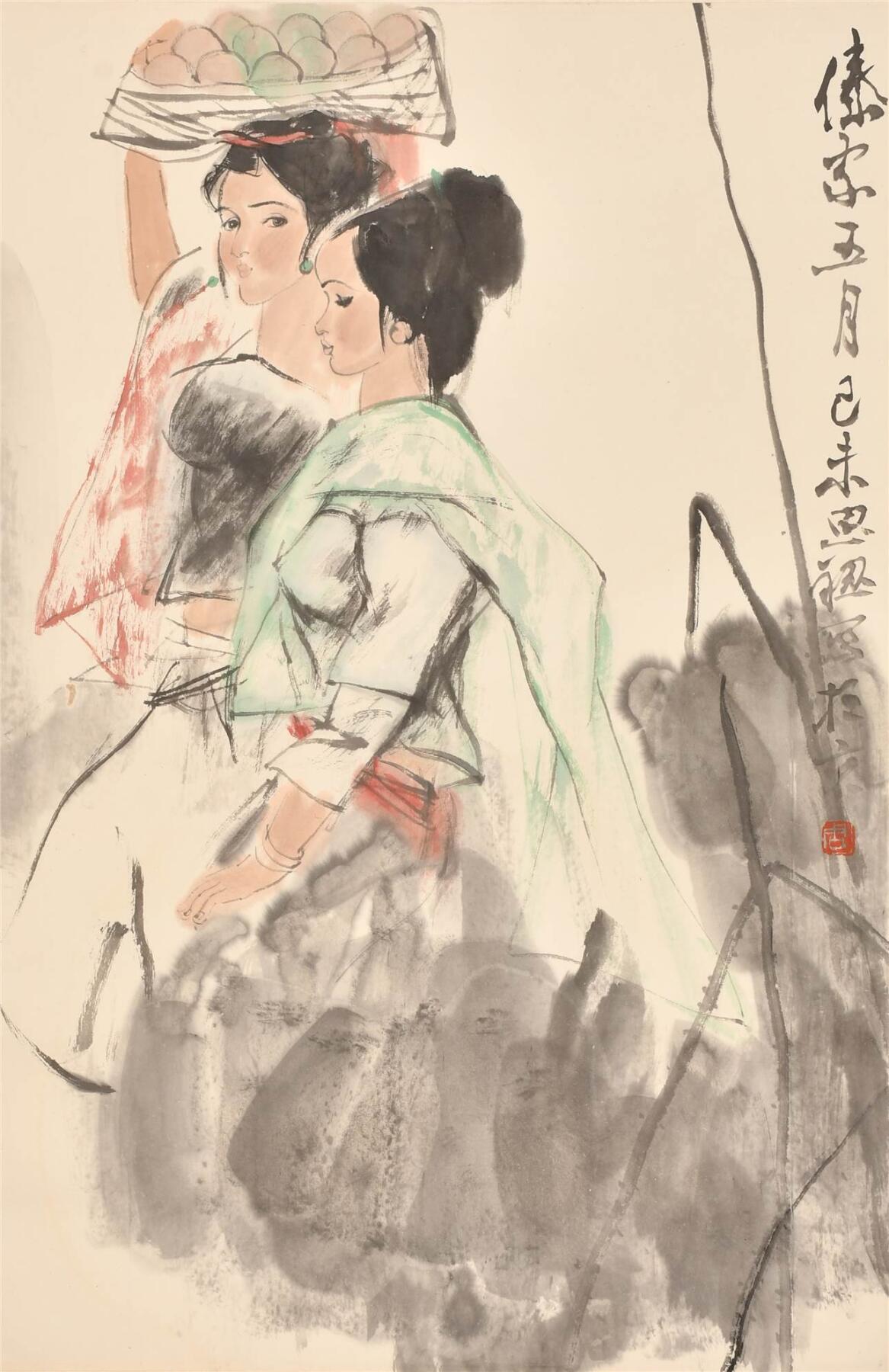 承乾2024年秋季文物艺术品拍卖会 周思聪 傣家五月 纸本立轴 68×45cm