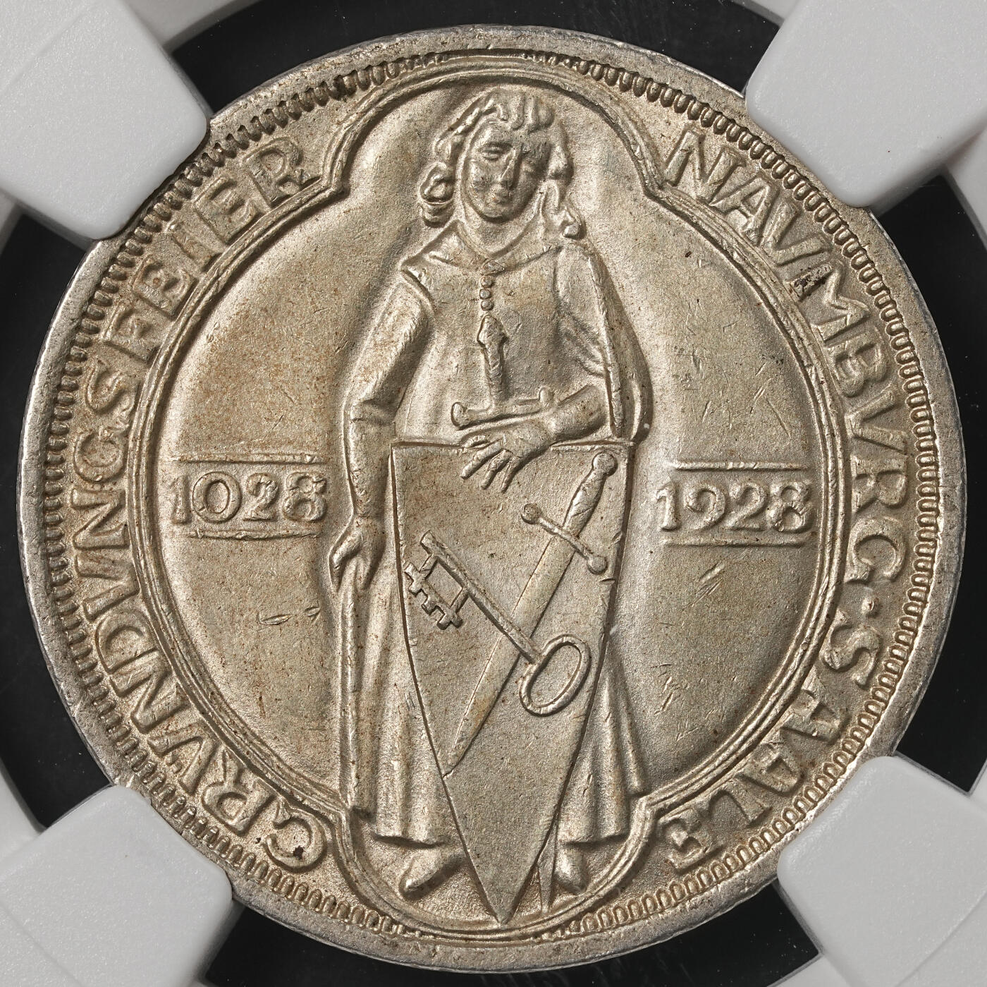 修遠堂世界钱币第五十二期 全场包邮 NGC MS64 1928年德国魏玛政府-纽伦堡建城900周年3马克纪念银币 少见品种 仅铸造10万枚
