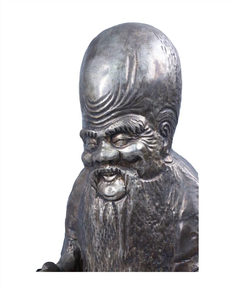 承乾2024年秋季文物艺术品拍卖会 清代 寿星立像 1 40*18.5cm 748.05g 银