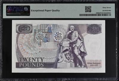 《张总收藏》181期-外币精品百拍特别场 英国D序列1970-80年20镑PMG67E亚军分无4 背面莎士比亚 Page签名 Pick#380b 冠军68分仅4张