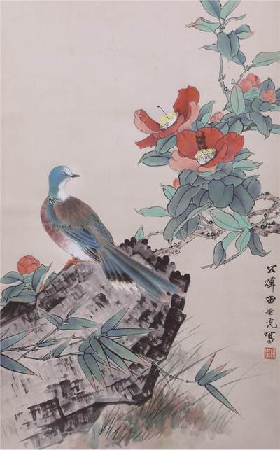 承乾2024年秋季文物艺术品拍卖会 - 田世光 花鸟 设色纸本立轴 69*43cm