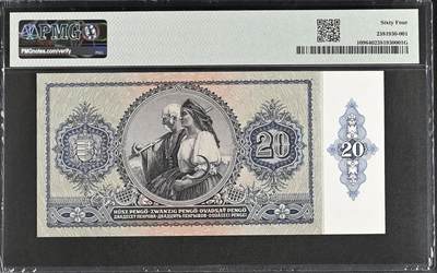 《张总收藏》181期-外币精品百拍特别场 匈牙利20潘戈 PMG64 1941年老版本