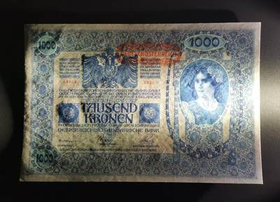 《张总收藏》181期-外币精品百拍特别场 奥地利奥匈帝国1902年1000克朗特UNC/UNC-大票幅漂亮 百年老票