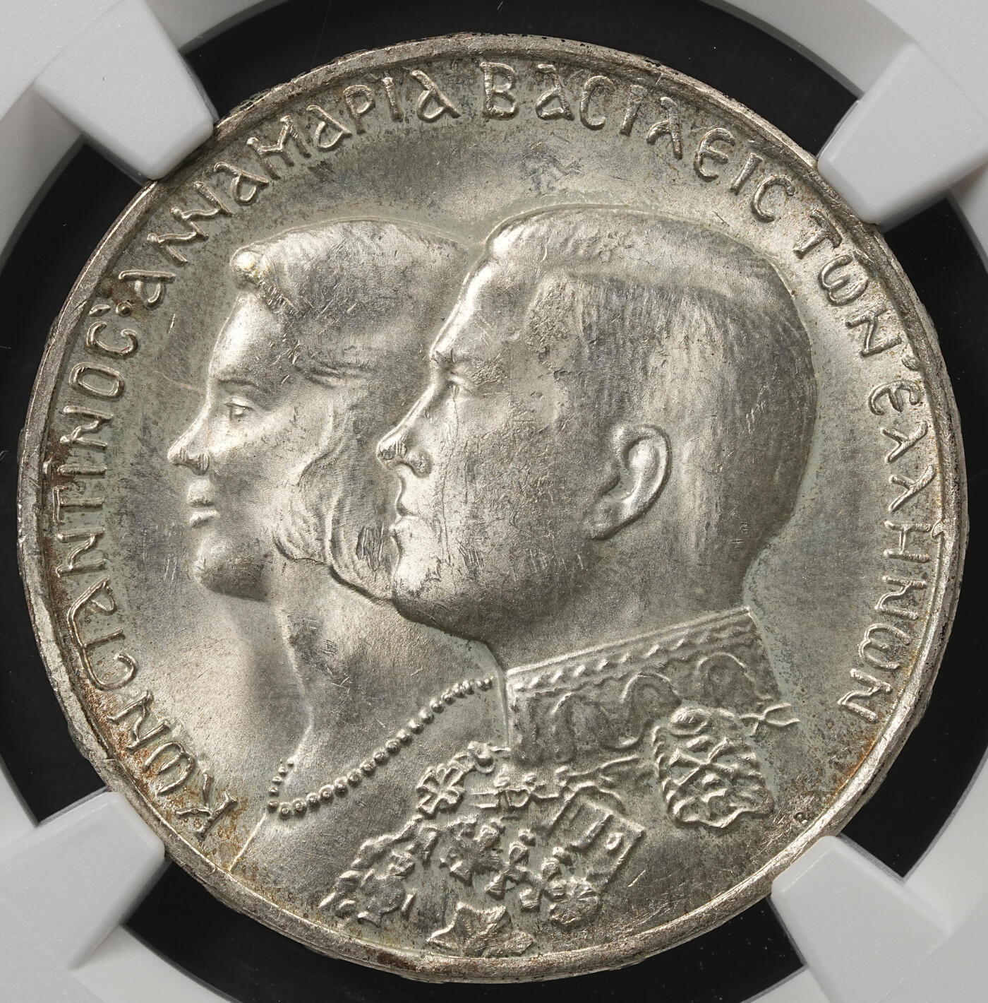 修遠堂世界钱币第五十二期 全场包邮 NGC MS64 1964年希腊国王康斯坦丁二世与丹麦公主安妮玛丽大婚纪念30德拉克马银币