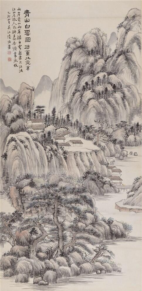 承乾2024年秋季文物艺术品拍卖会 陆恢 青山白云图 设色纸本立轴 109x53cm