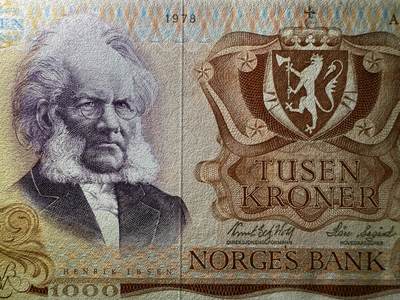 《张总收藏》181期-外币精品百拍特别场 挪威1000克朗 UNC 1978年 挪威剧作家易卜生 A冠
