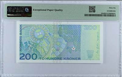 《张总收藏》181期-外币精品百拍特别场 挪威2002年200克朗PMG66E无4 Pick#50a全息初版 挪威地球物理学家伯克兰