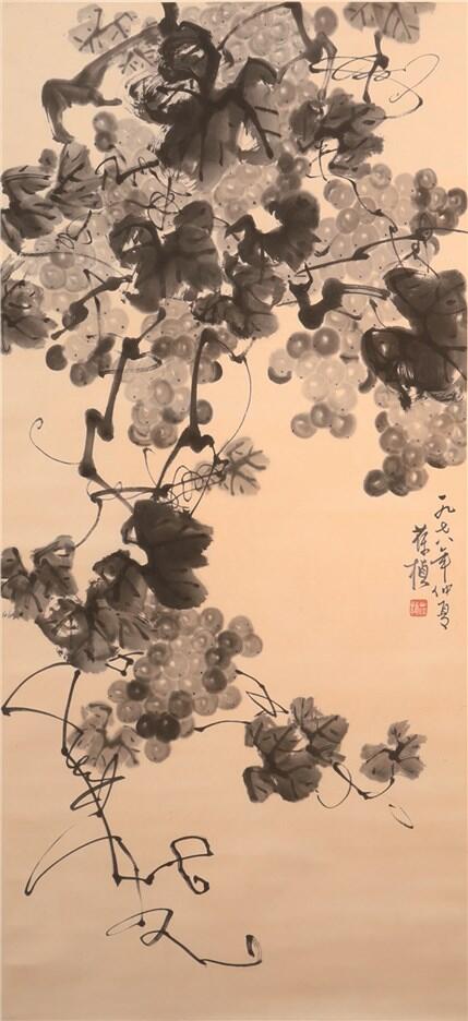 承乾2024年秋季文物艺术品拍卖会 苏葆桢  葡萄 水墨纸本立轴 96*44cm