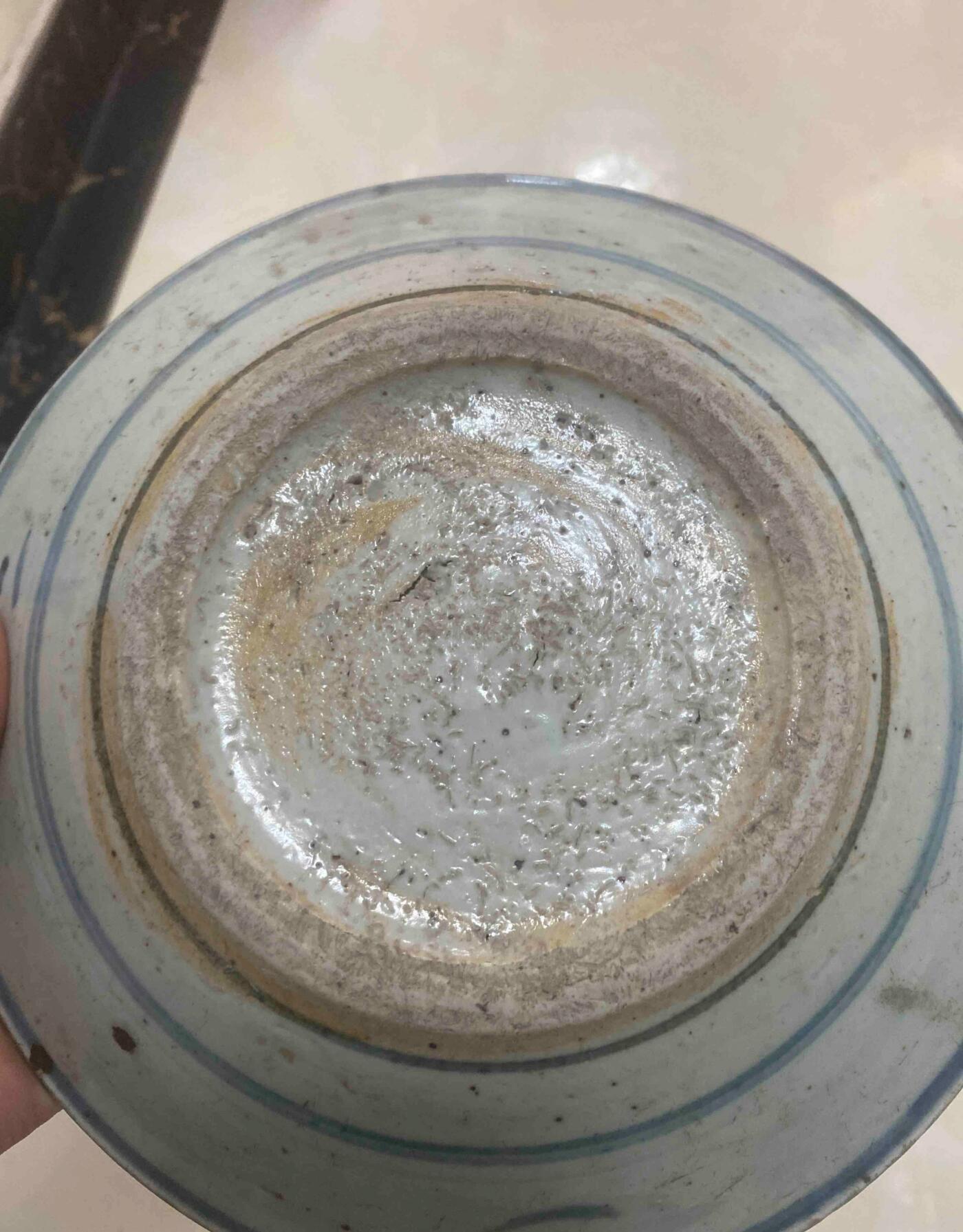 明清瓷器 清早期青花鱼藻紋盘一对