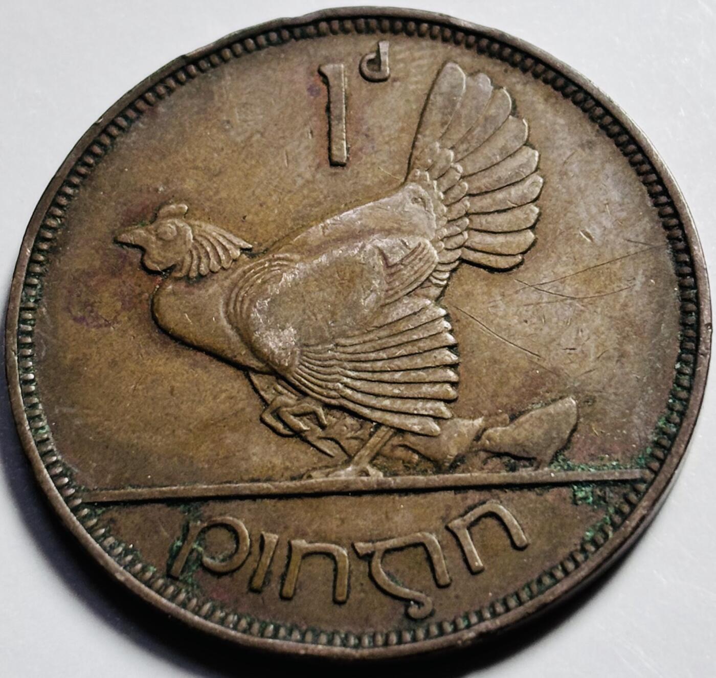 文馨钱币收藏第 203 场，英系套册纪念币，古铜币 1937 年英属爱尔兰 1 便士铜币