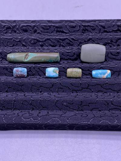 高古松石珠子6颗，尺寸0.8-3.4厘米，品相如图，1000包快递 - 高古松石珠子6颗，尺寸0.8-3.4厘米，品相如图，1000包快递