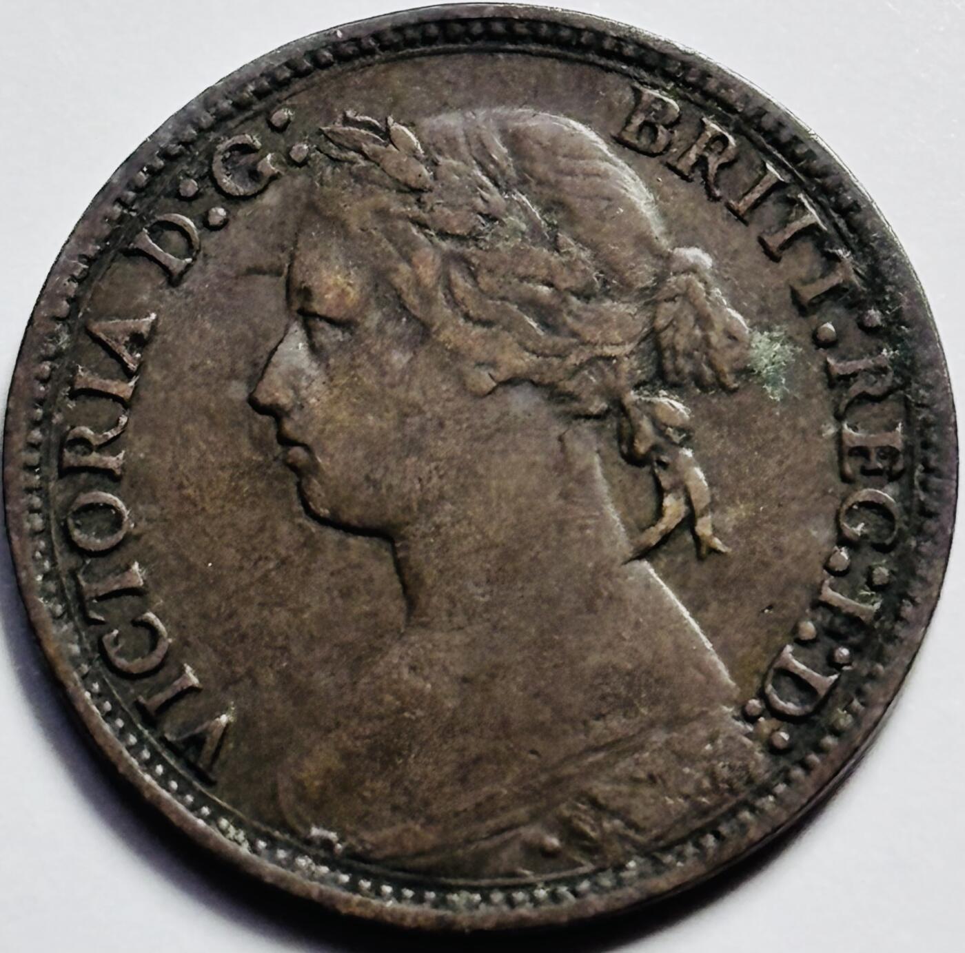 文馨钱币收藏第 203 场，英系套册纪念币，古铜币 少见三全美品 1878 年英国维多利亚双辫子版法新古铜币