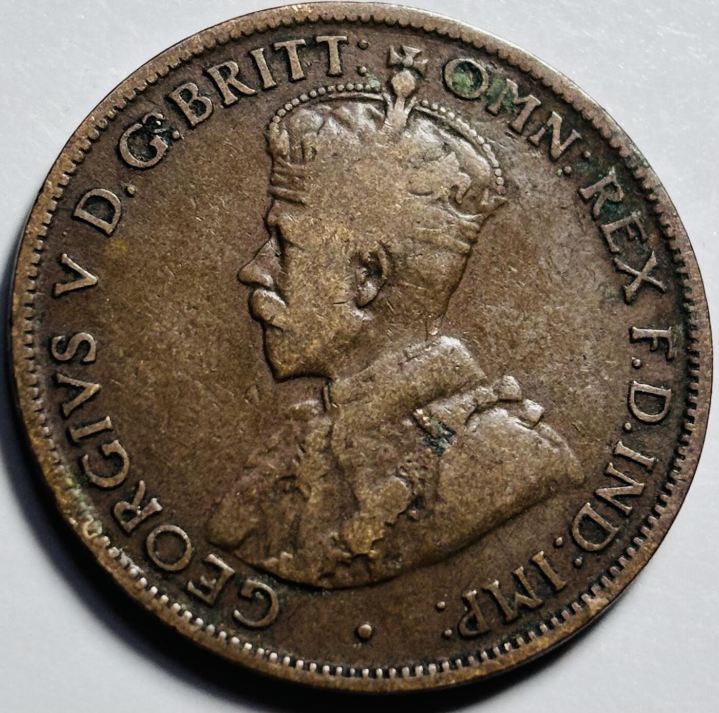 文馨钱币收藏第 203 场，英系套册纪念币，古铜币 极美品 1921 年英属澳大利亚半便士铜币