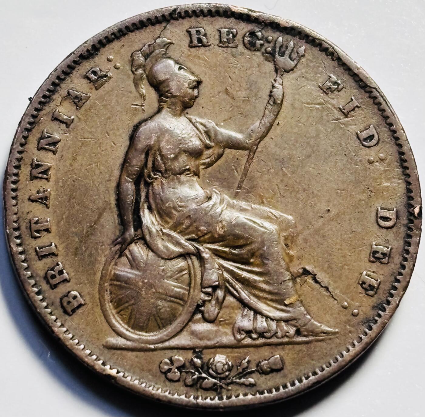 文馨钱币收藏第 203 场，英系套册纪念币，古铜币 稀少极美品 1853 年英国小维多利亚 1 便士古铜币