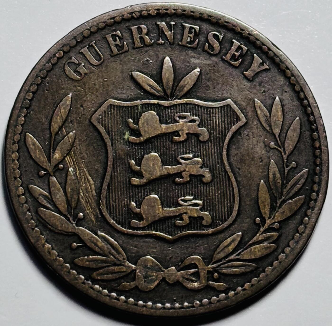 文馨钱币收藏第 203 场，英系套册纪念币，古铜币 少见极美品 1868 年英属泽西 8 道布大铜币，维多利亚女王时期