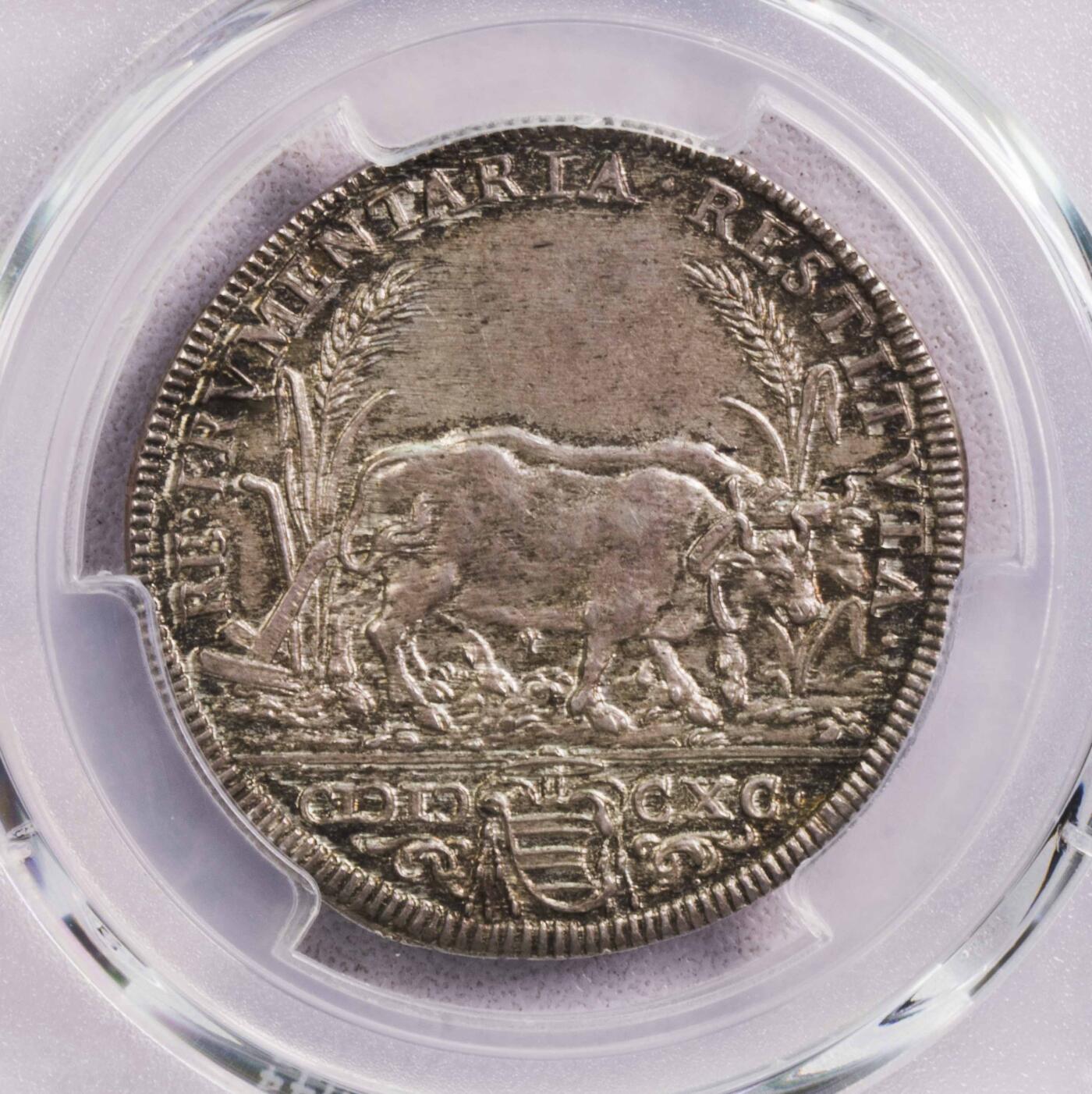 PCGS-MS63 1690教皇国老牛银币 唯一亚军