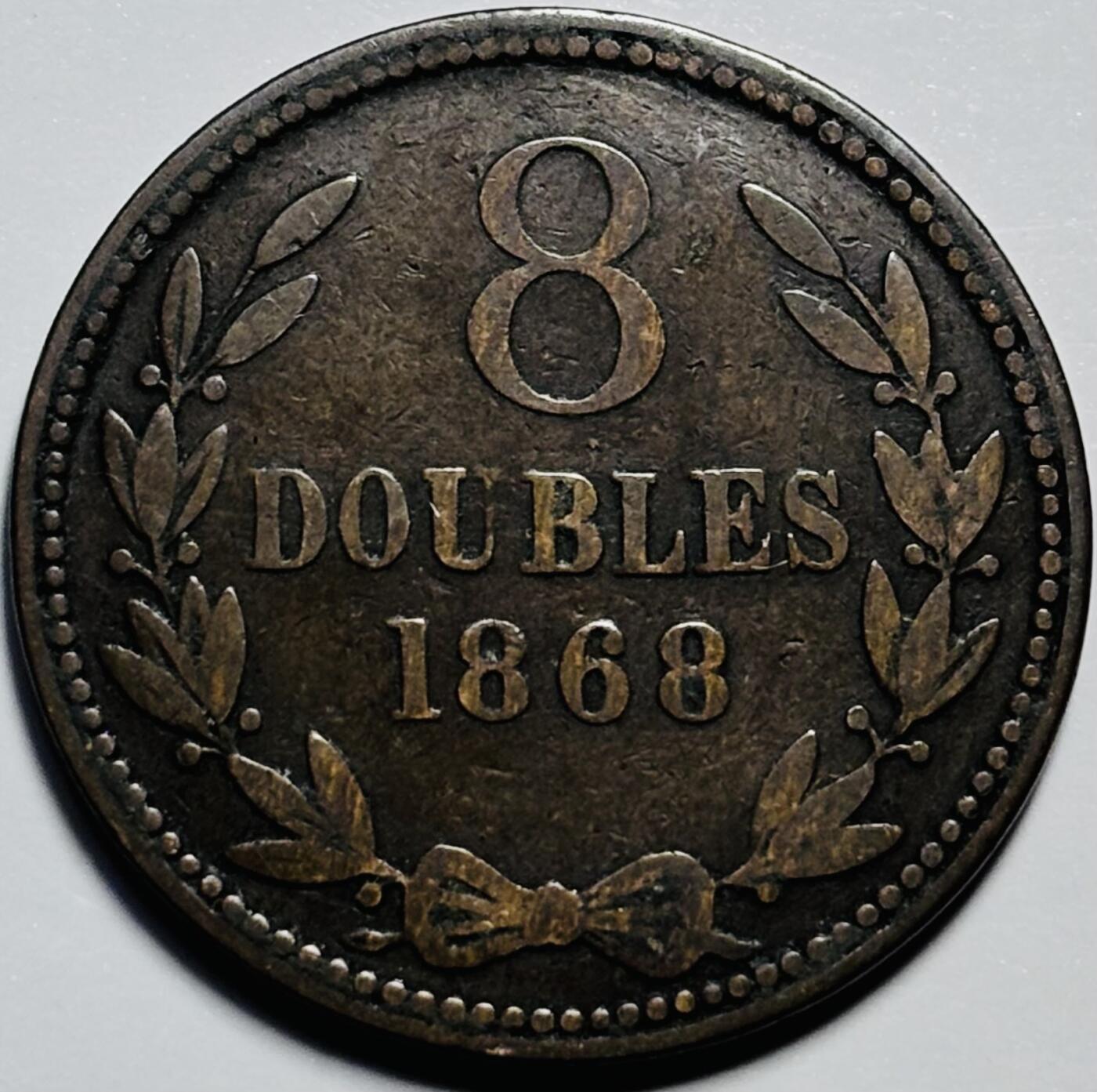 文馨钱币收藏第 203 场，英系套册纪念币，古铜币 少见极美品 1868 年英属泽西 8 道布大铜币，维多利亚女王时期