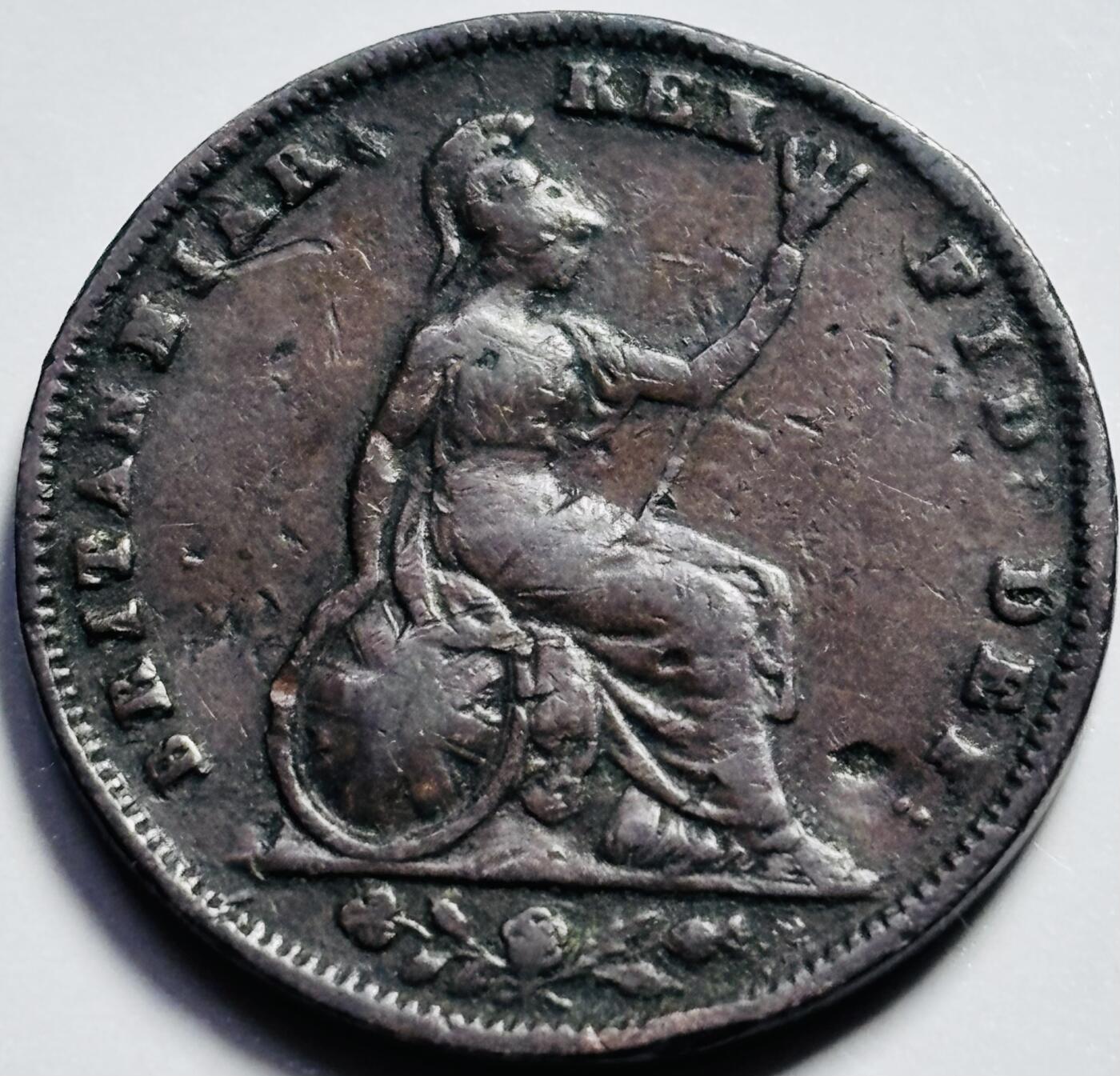 文馨钱币收藏第 203 场，英系套册纪念币，古铜币 巧克力美品 1835 年英国威廉四世法新古铜币