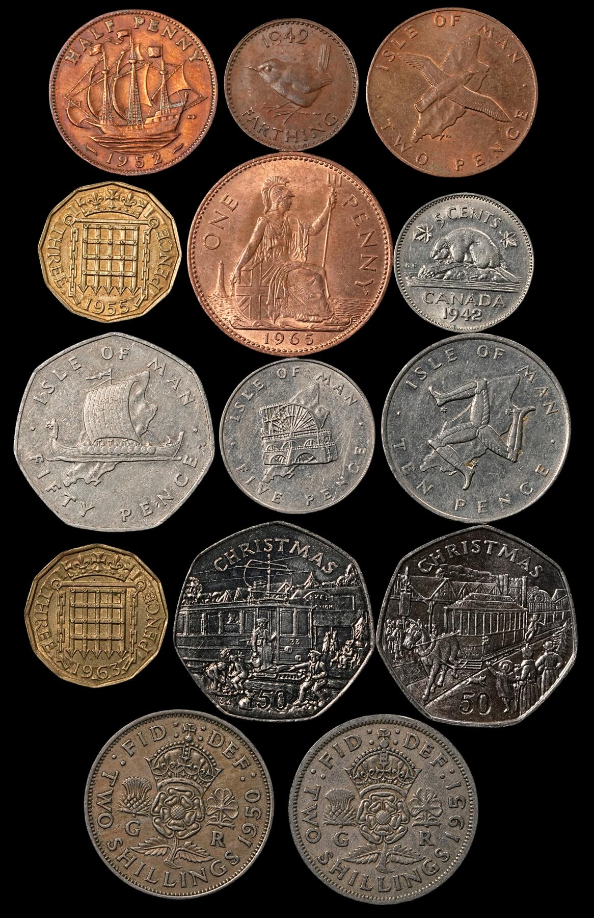 修遠堂世界钱币第五十二期 全场包邮 英国，英联邦硬币一组
